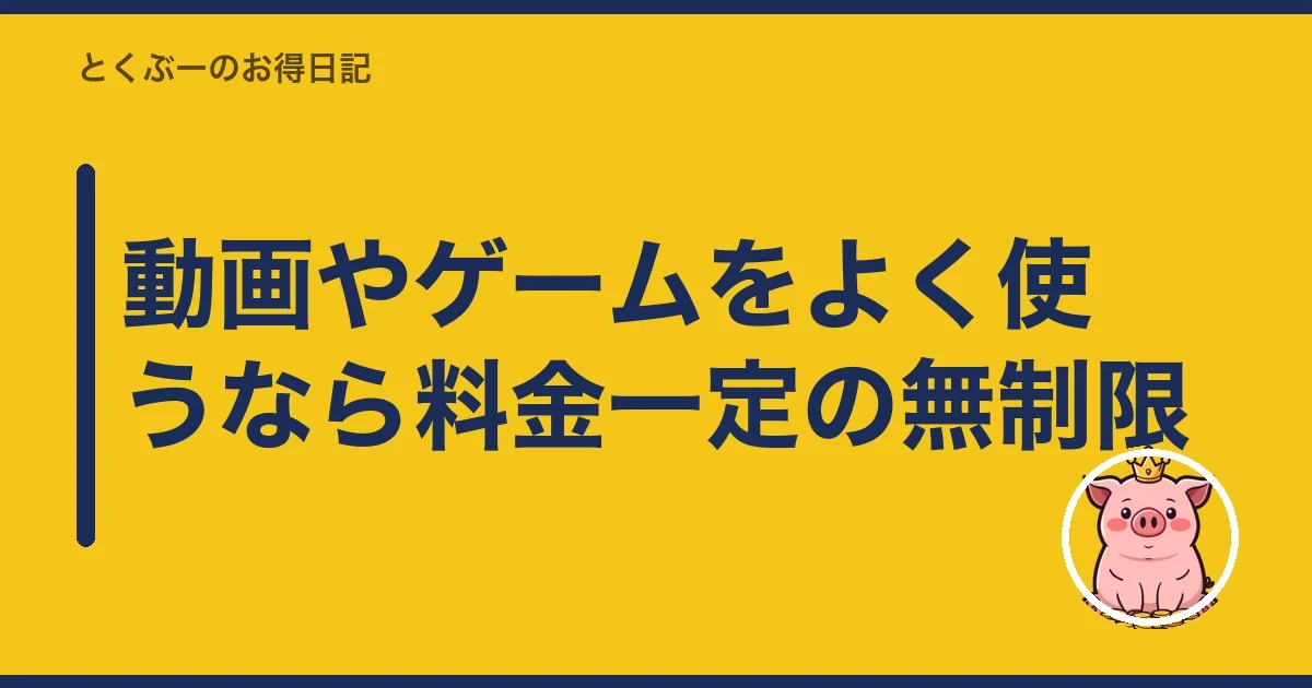 動画やゲームをよく使うなら料金一定の無制限｜とくぶー