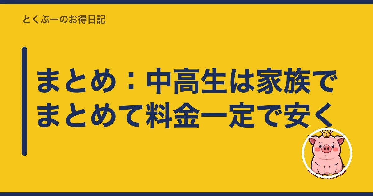まとめ：中高生は家族でまとめて料金一定で安く｜とくぶー