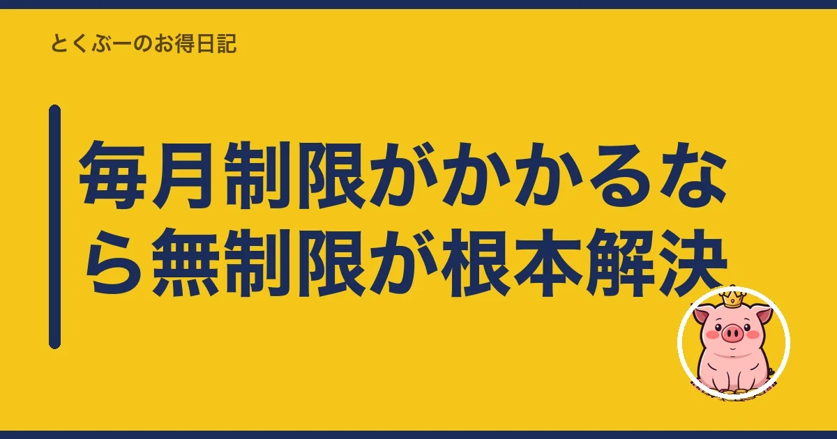 毎月制限がかかるなら無制限が根本解決｜とくぶー