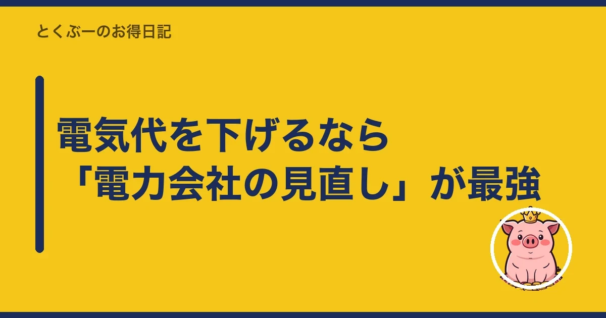 電気代を下げるなら「電力会社の見直し」が最強|とくぶー