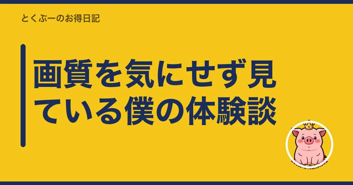 画質を気にせず見ている僕の体験談｜とくぶー
