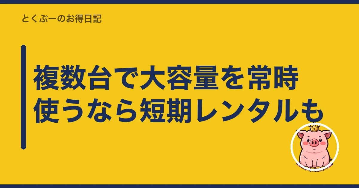 複数台で大容量を常時使うなら短期レンタルも｜とくぶー
