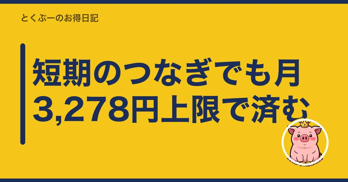 短期のつなぎでも月3,278円上限で済む｜とくぶー