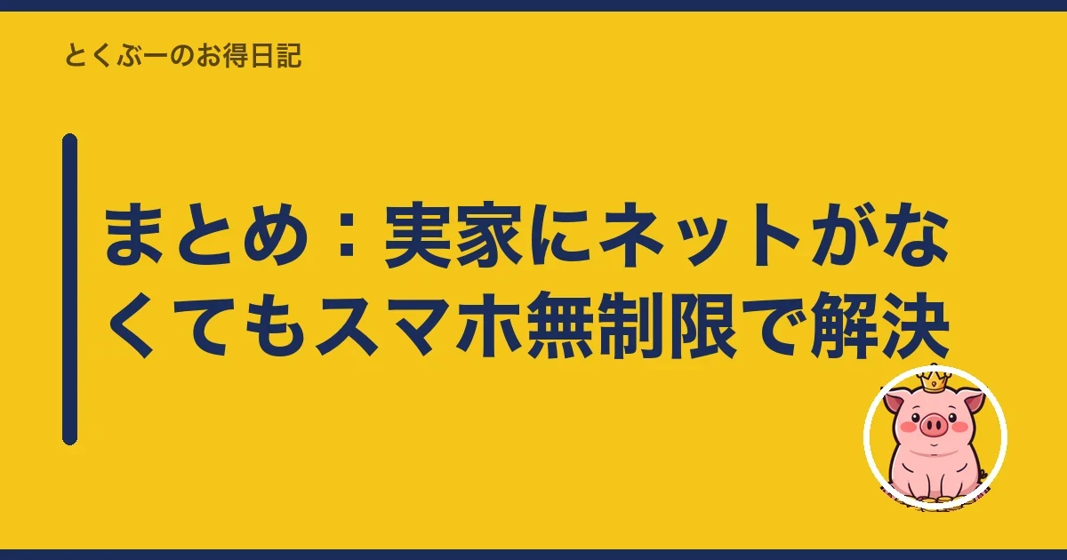 まとめ:実家にネットがなくてもスマホ無制限で解決|とくぶー