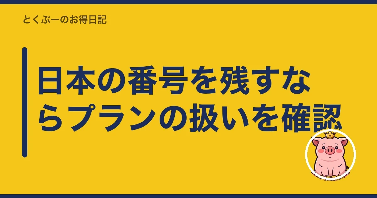 日本の番号を残すならプランの扱いを確認|とくぶー