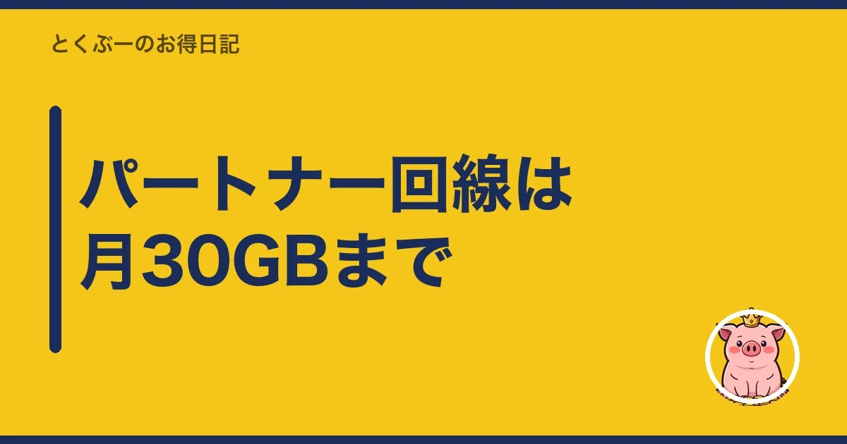 パートナー回線は月30GBまで｜とくぶー