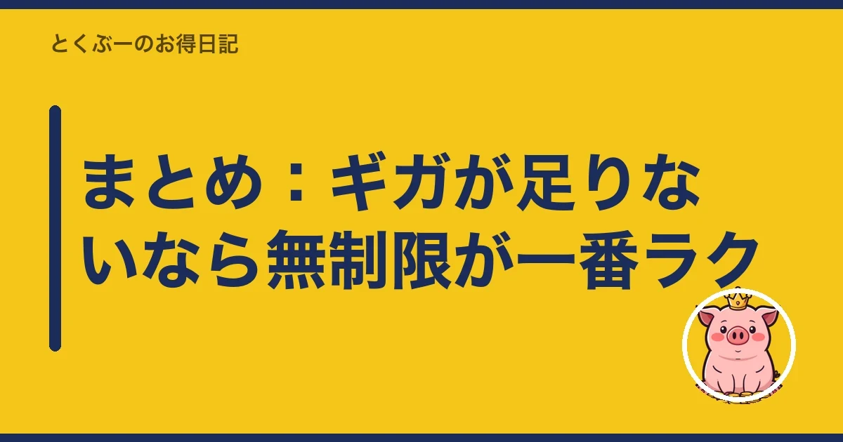 まとめ：ギガが足りないなら無制限が一番ラク｜とくぶー
