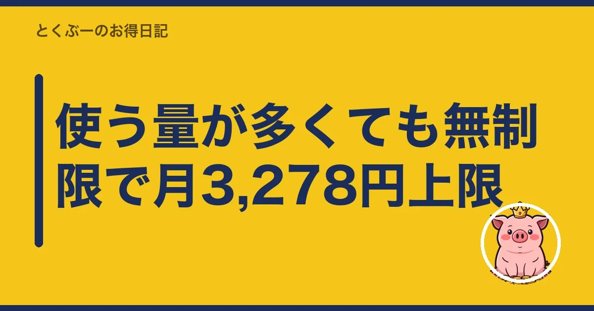 使う量が多くても無制限で月3,278円上限|とくぶー