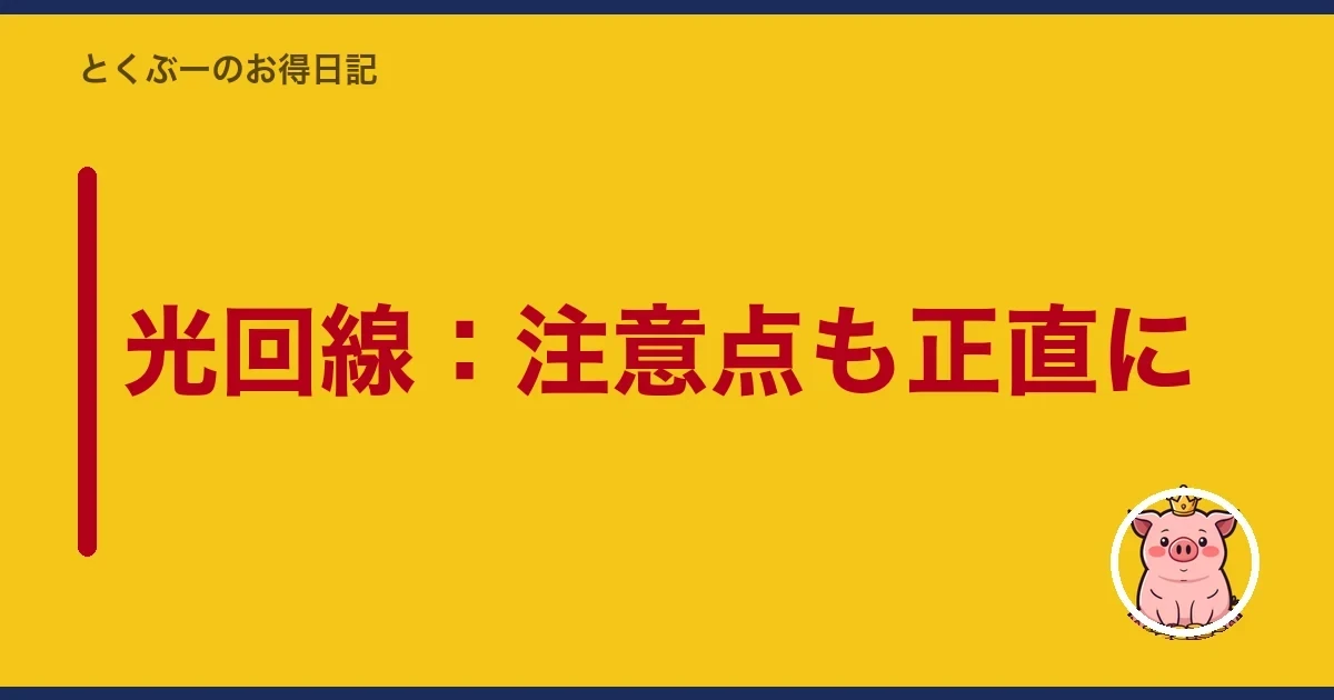 光回線:注意点も正直に|とくぶー