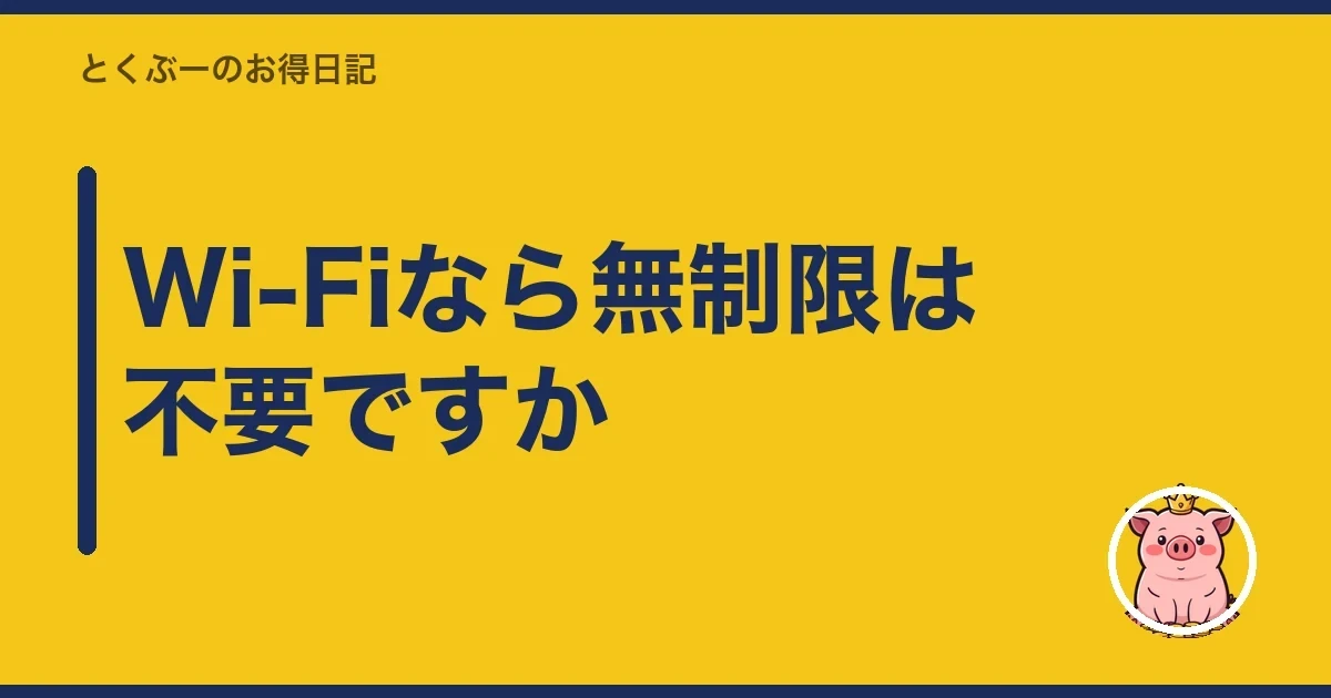 Wi-Fiなら無制限は不要ですか｜とくぶー