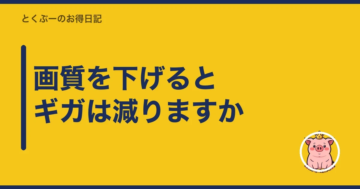 画質を下げるとギガは減りますか｜とくぶー