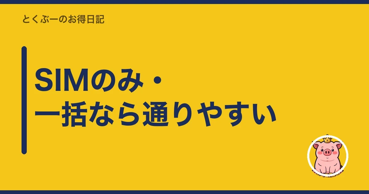 SIMのみ・一括なら通りやすい｜とくぶー