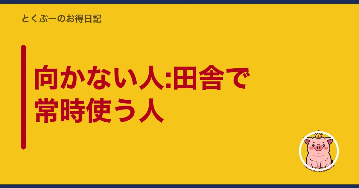 向かない人:田舎で常時使う人｜とくぶー