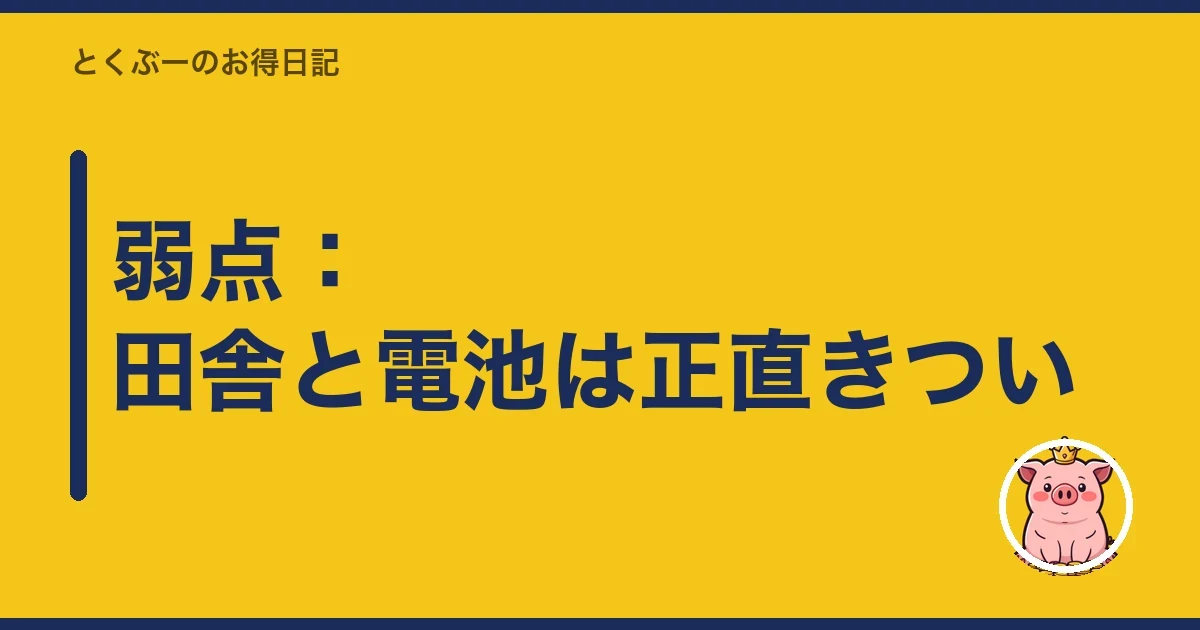 弱点：田舎と電池は正直きつい｜とくぶー