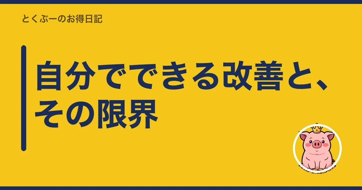 自分でできる改善と、その限界|とくぶー