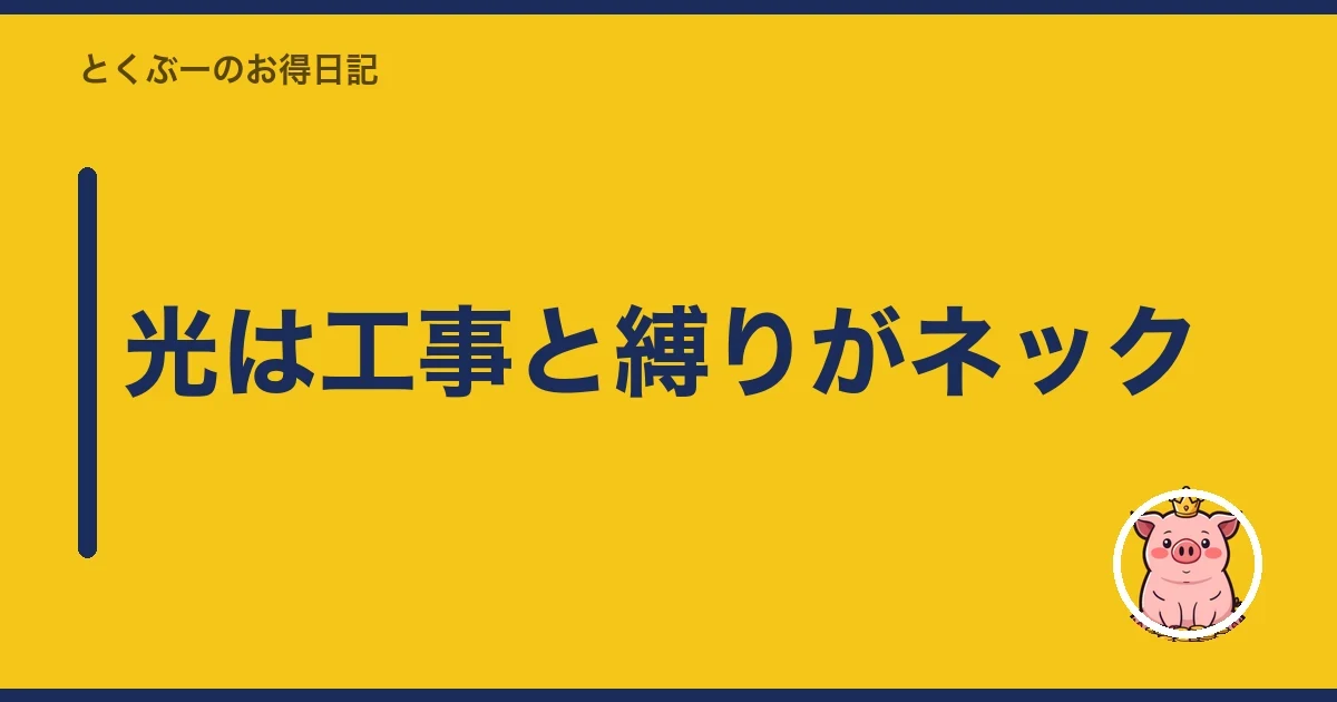 光は工事と縛りがネック|とくぶー