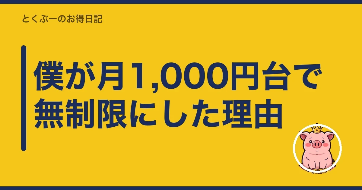 僕が月1,000円台で無制限にした理由|とくぶー