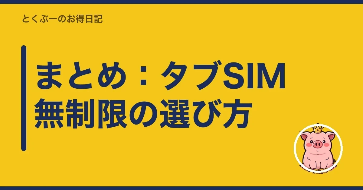 まとめ：タブSIM無制限の選び方｜とくぶー
