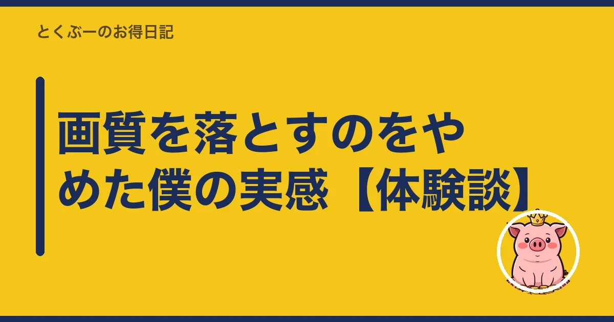 画質を落とすのをやめた僕の実感【体験談】|とくぶー