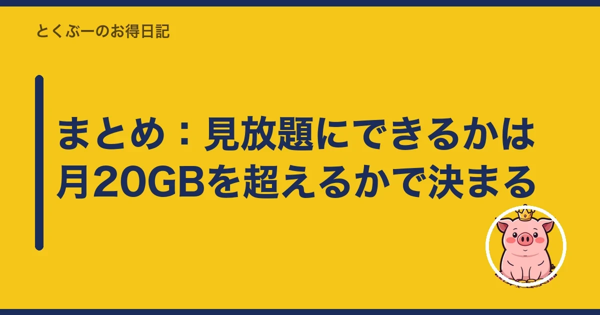 まとめ:見放題にできるかは月20GBを超えるかで決まる|とくぶー