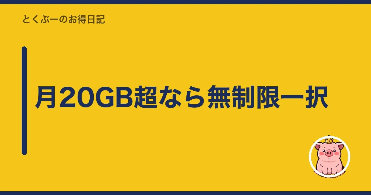 月20GB超なら無制限一択|とくぶー