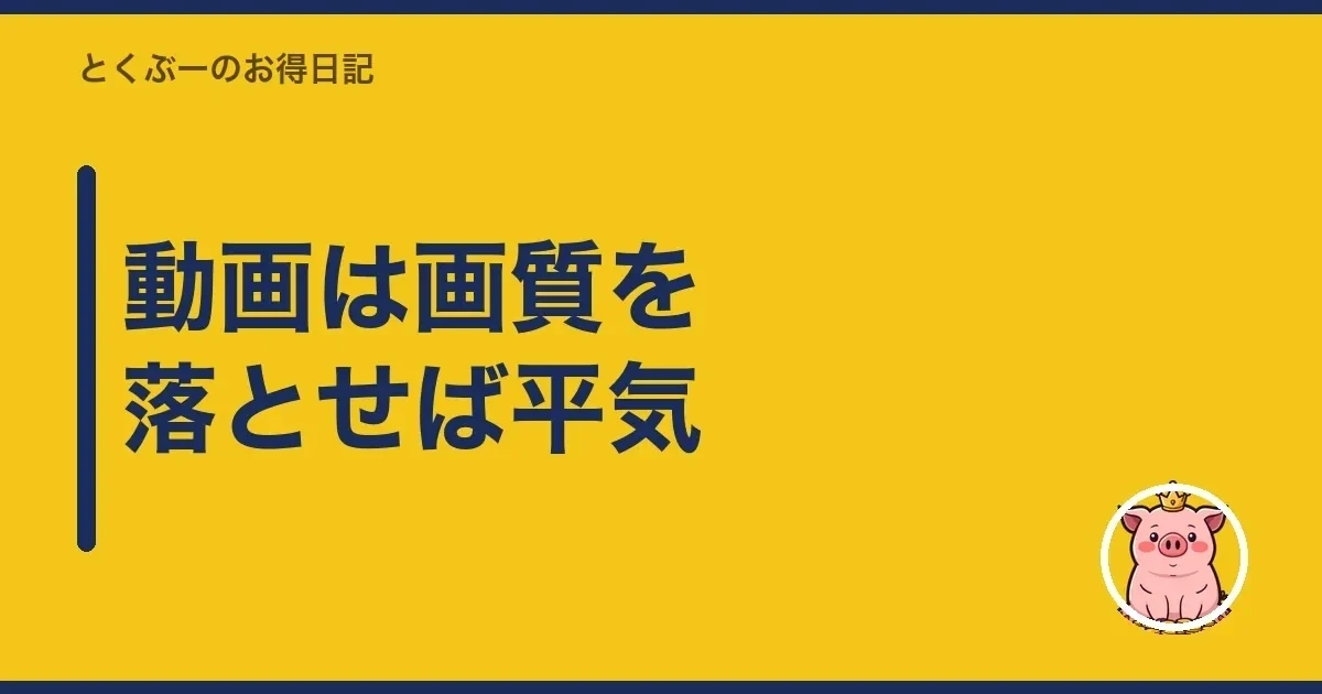 動画は画質を落とせば平気｜とくぶー