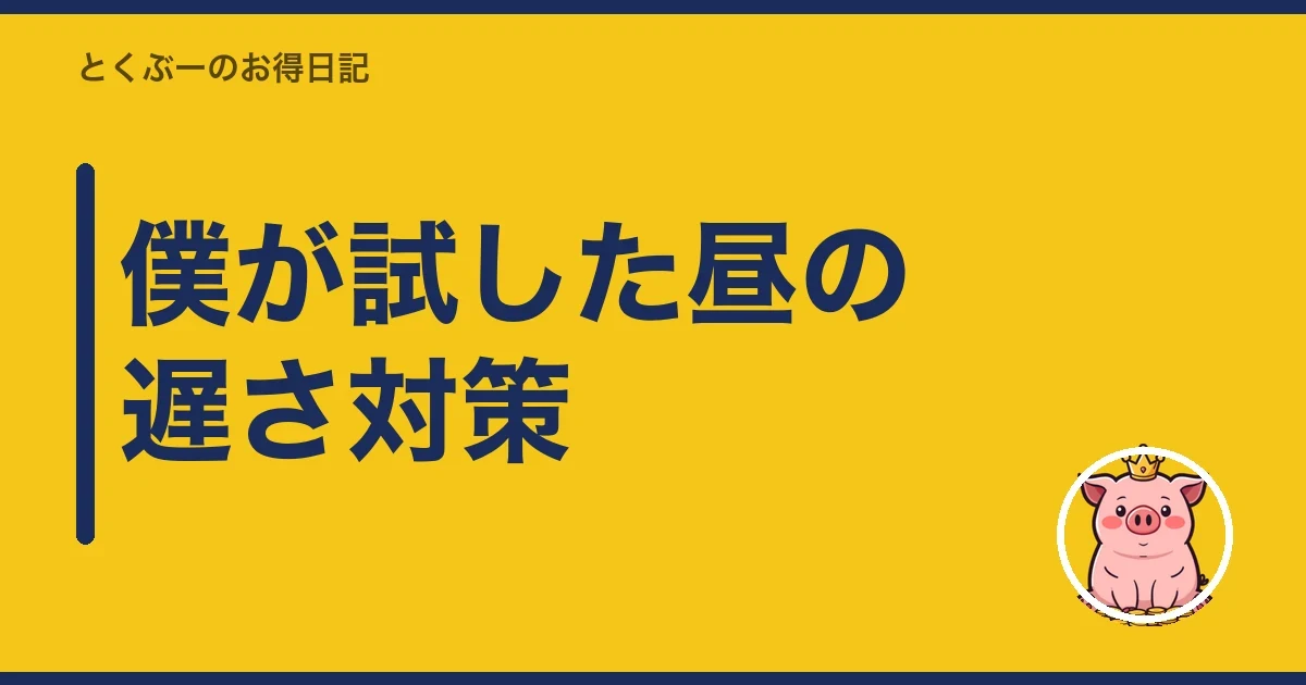 僕が試した昼の遅さ対策｜とくぶー