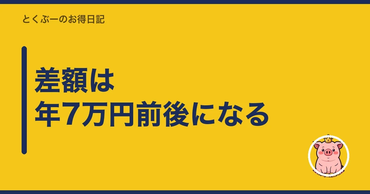 差額は年7万円前後になる|とくぶー