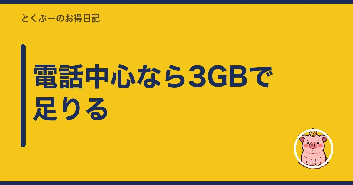 電話中心なら3GBで足りる|とくぶー