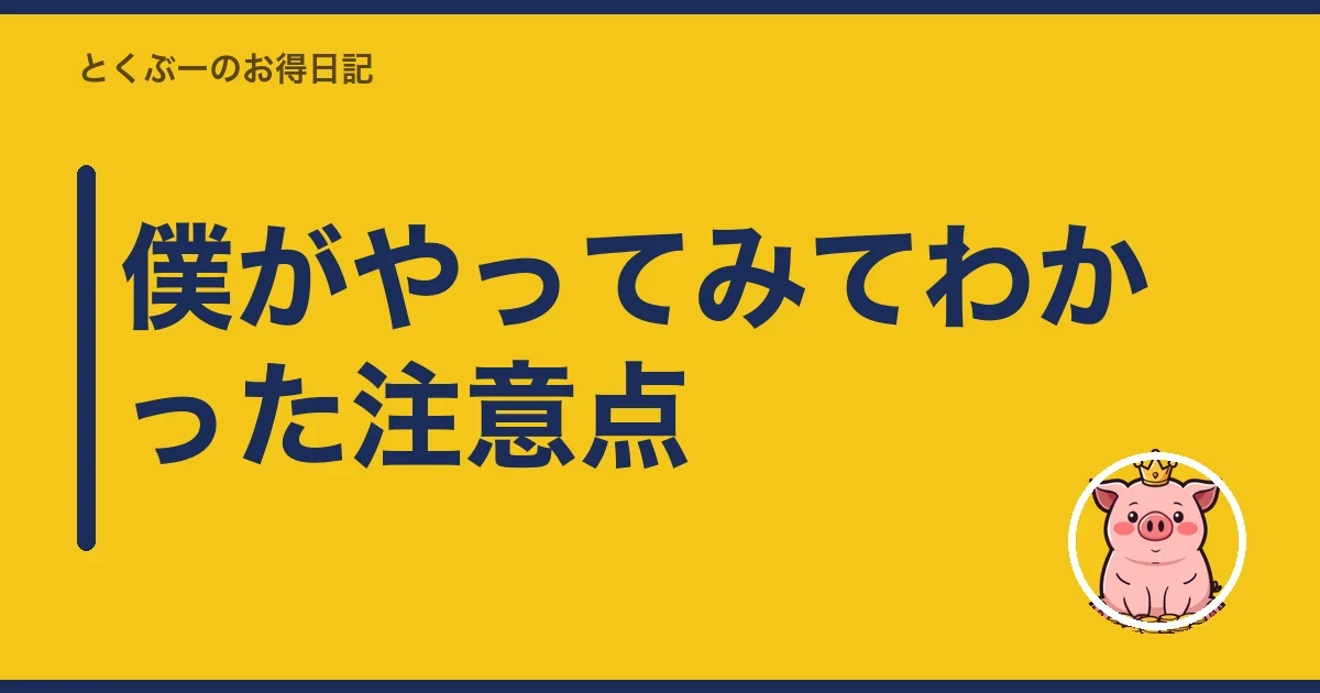 僕がやってみてわかった注意点｜とくぶー