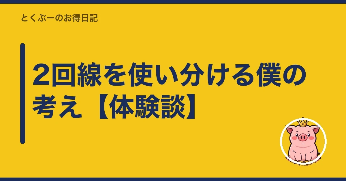 2回線を使い分ける僕の考え【体験談】|とくぶー