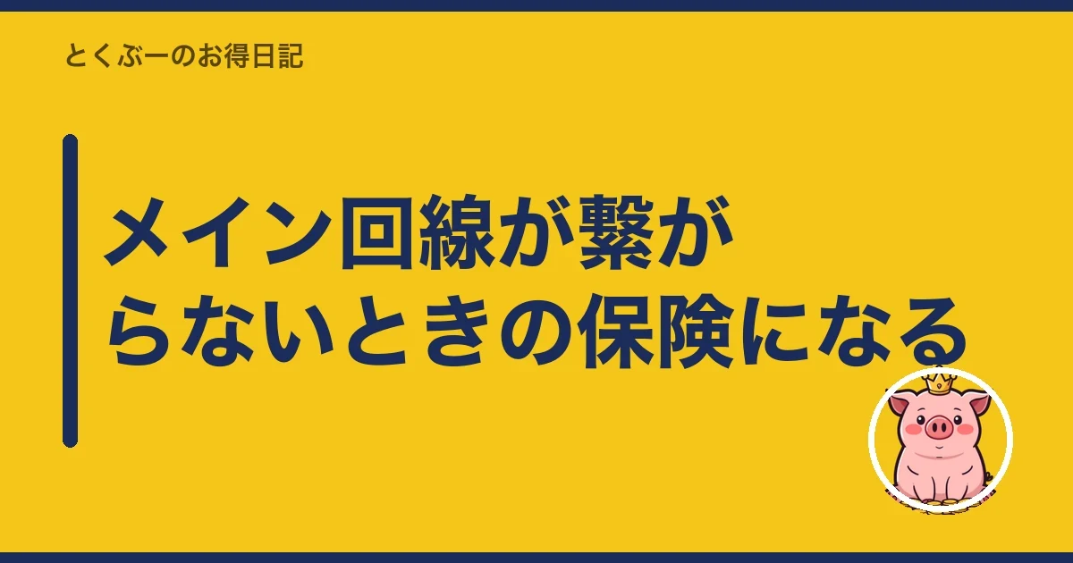 メイン回線が繋がらないときの保険になる|とくぶー