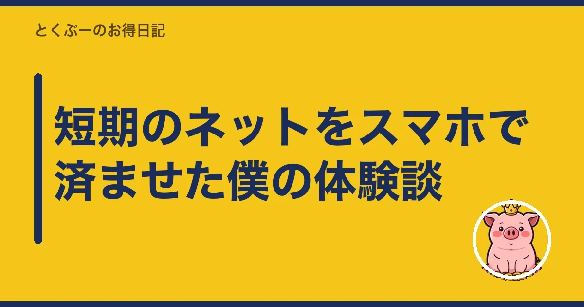 短期のネットをスマホで済ませた僕の体験談|とくぶー