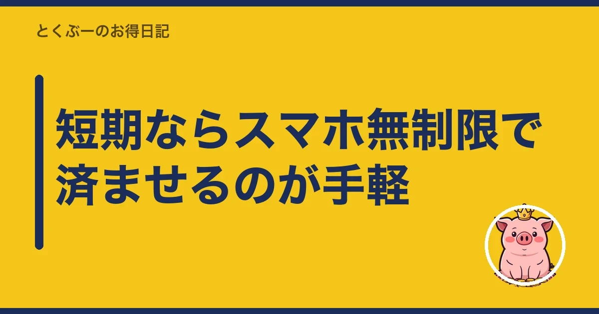 短期ならスマホ無制限で済ませるのが手軽|とくぶー