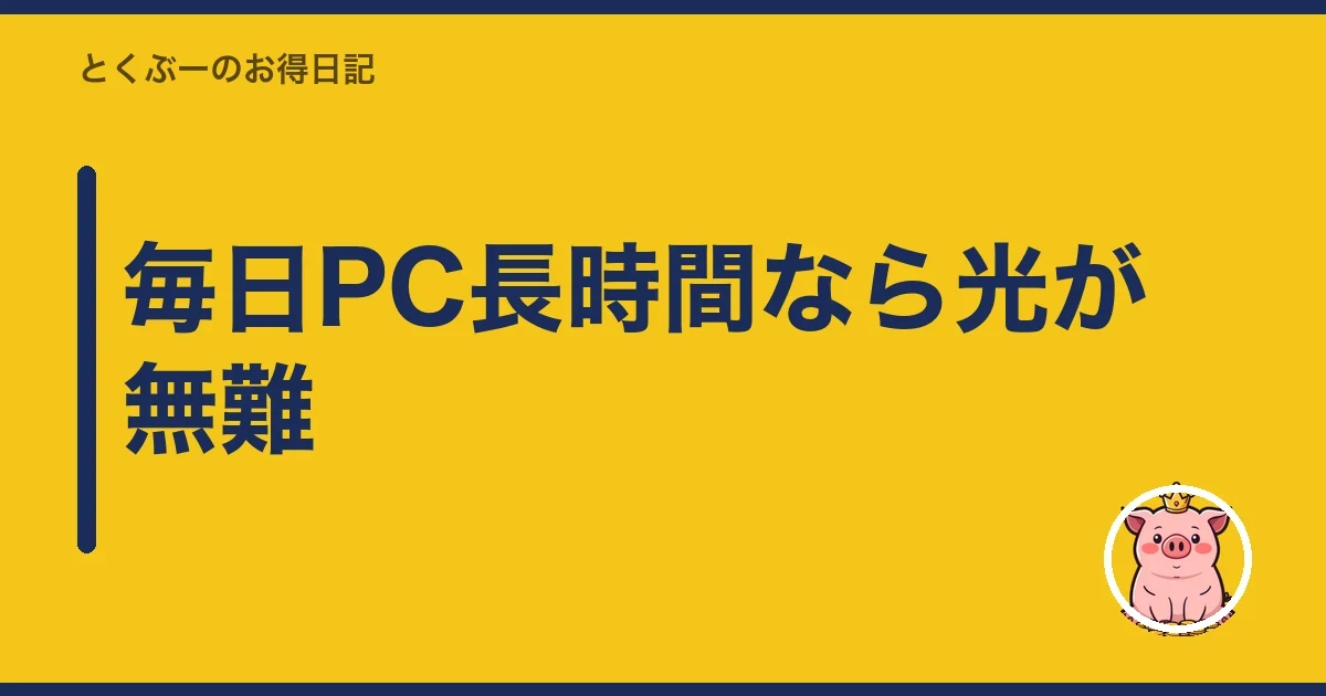 毎日PC長時間なら光が無難|とくぶー