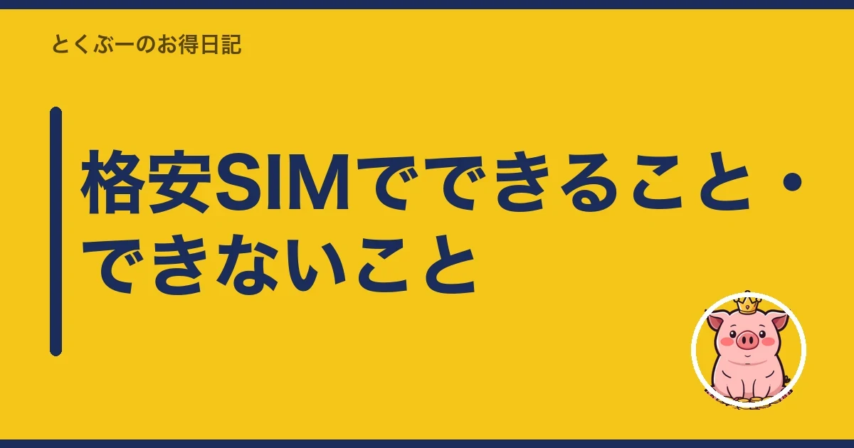 格安SIMでできること・できないこと｜とくぶー