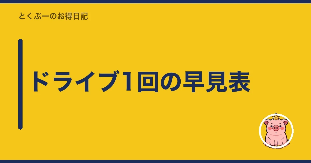 ドライブ1回の早見表|とくぶー