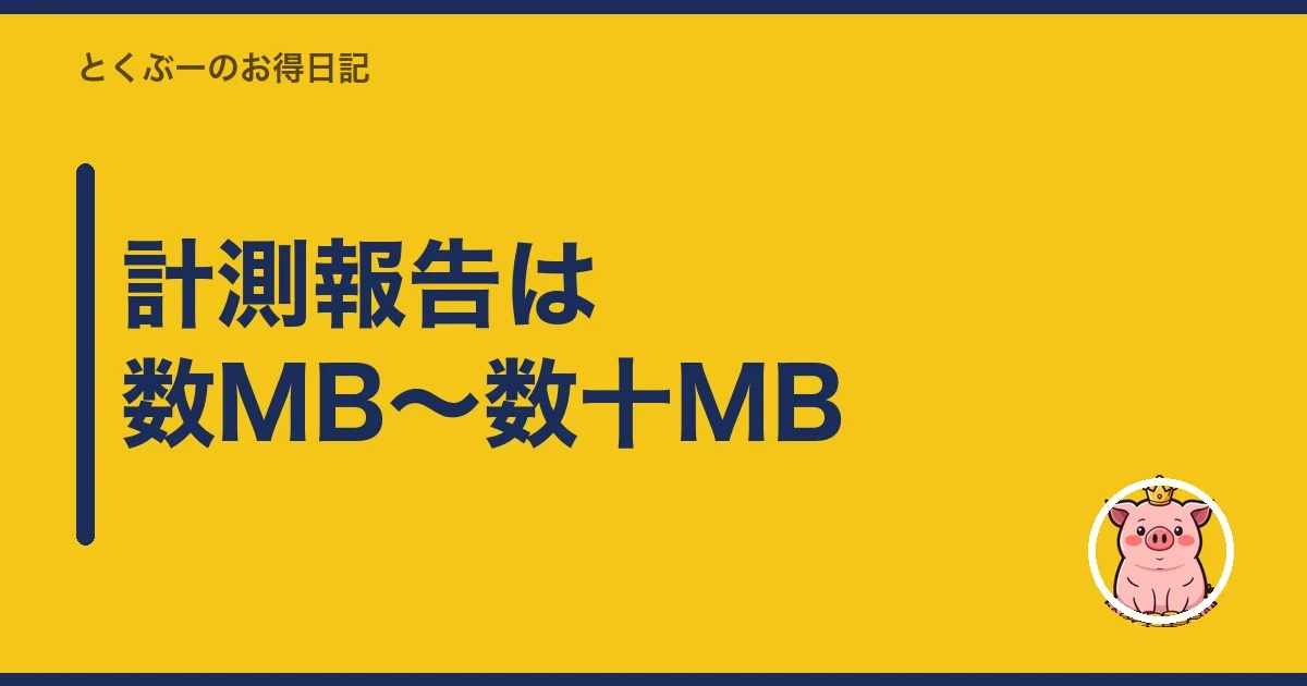 計測報告は数MB〜数十MB|とくぶー