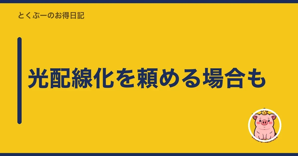 光配線化を頼める場合も|とくぶー