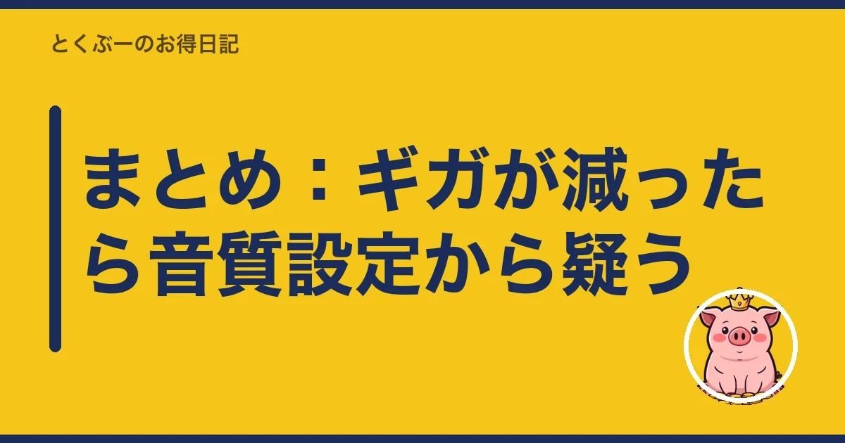 まとめ:ギガが減ったら音質設定から疑う|とくぶー