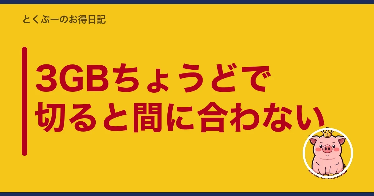 3GBちょうどで切ると間に合わない|とくぶー