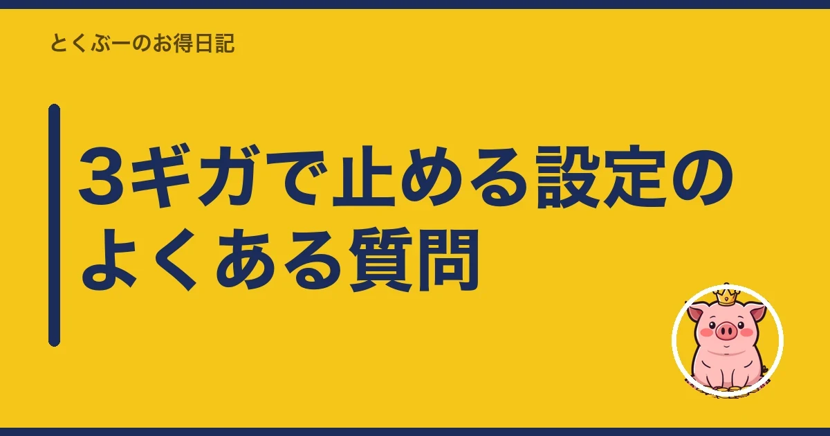 3ギガで止める設定のよくある質問|とくぶー