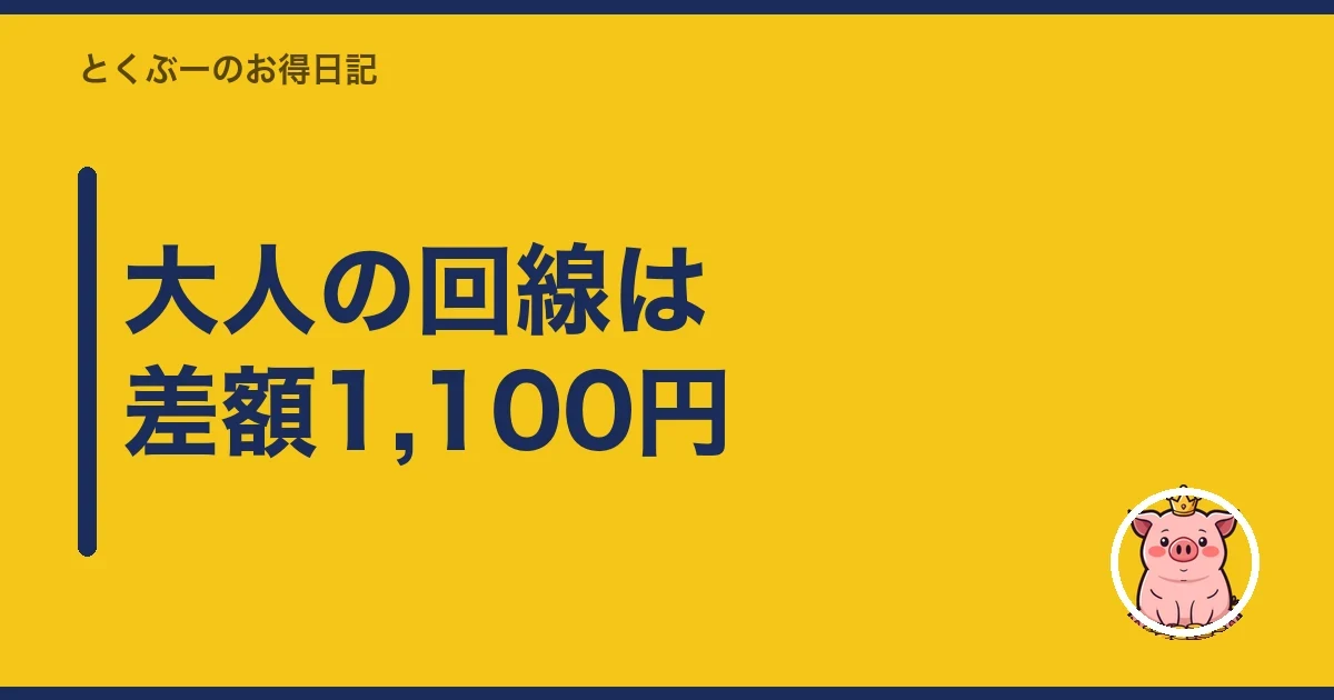 大人の回線は差額1,100円|とくぶー