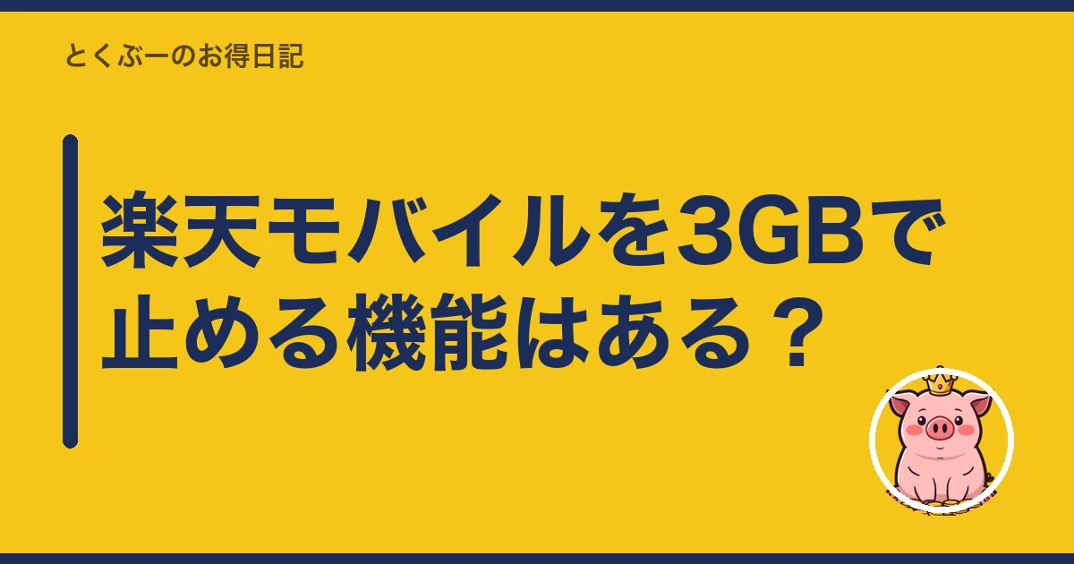 楽天モバイル 3GB 止める|楽天モバイルを3GBで止める機能はある?