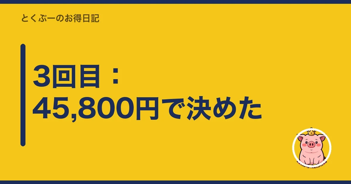 3回目:45,800円で決めた|とくぶー
