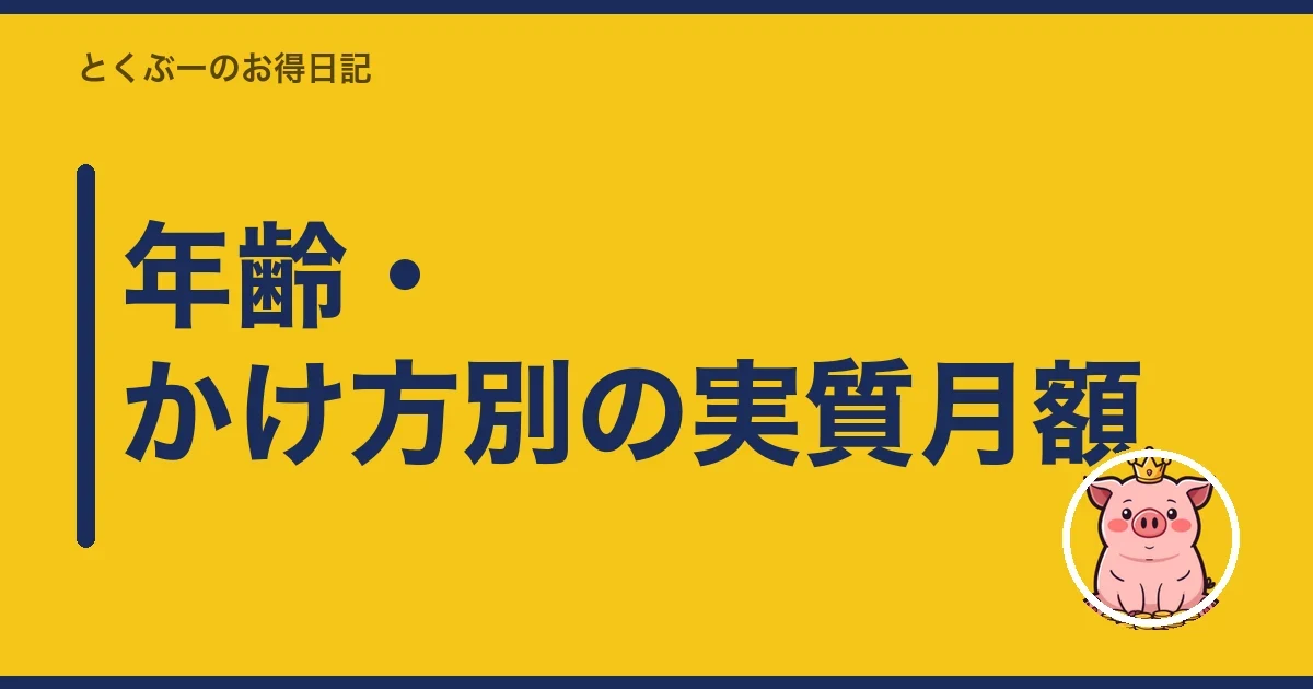 年齢・かけ方別の実質月額｜とくぶー