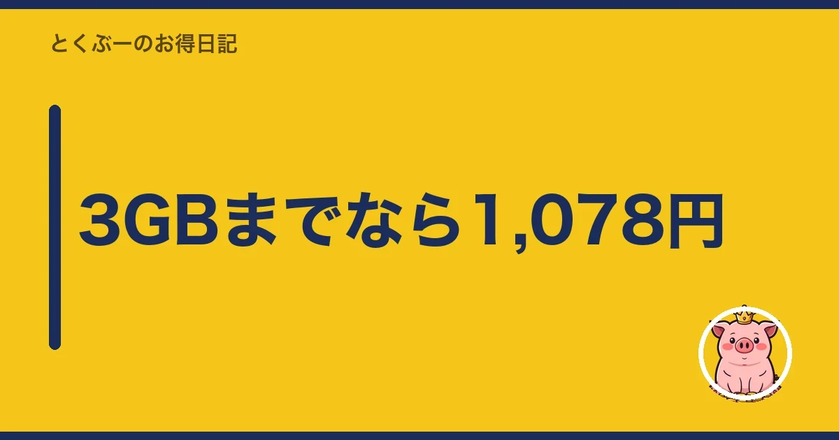 3GBまでなら1,078円｜とくぶー