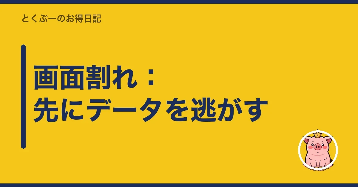 画面割れ：先にデータを逃がす｜とくぶー