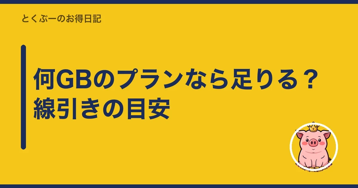 何GBのプランなら足りる?線引きの目安|とくぶー