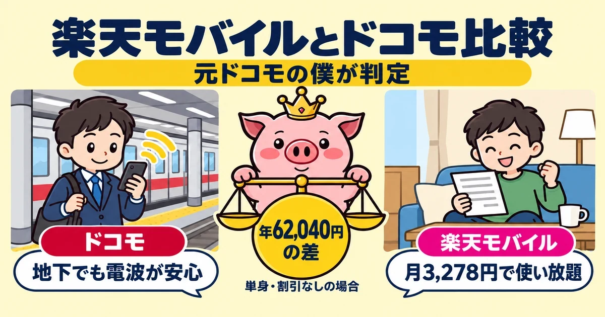 楽天モバイルとドコモ比較｜とくぶー